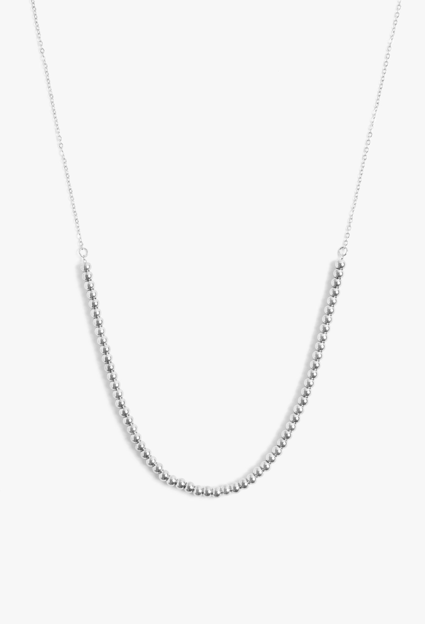 Marrin Costello Jewelry Crown Chain dainty dot necklace with lobster clasp closure and extender. Waterproof, sustainable, hypoallergenic. Polished stainless steel.