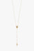 Marrin Costello Jewelry Estelle Rosary with pearls as functional prayer beads with lobster clasp closure and lariat drop. Waterproof, sustainable, hypoallergenic. 14k gold plated stainless steel.