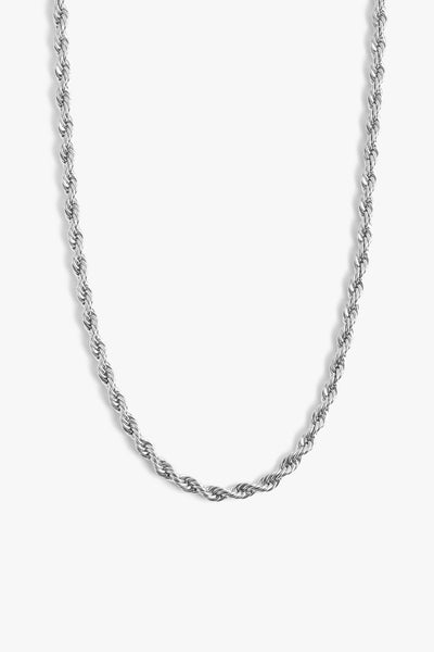 Marrin Costello Jewelry Helix 5mm Chain thick rope twist chain with lobster clasp closure and extender. Waterproof, sustainable, hypoallergenic. Polished stainless steel.