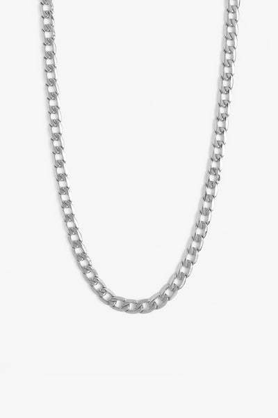 Marrin Costello Jewelry Kings Chain 18 inch flat cuban link chain. Waterproof, sustainable, hypoallergenic. Polished stainless steel.
