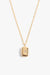 Marrin Costello Jewelry Orion Signet Pendant necklace with square pendant. Pendant is engraved with a star and CZ detail with spring ring clasp closure and extender. Waterproof, sustainable, hypoallergenic. 14k gold plated stainless steel.