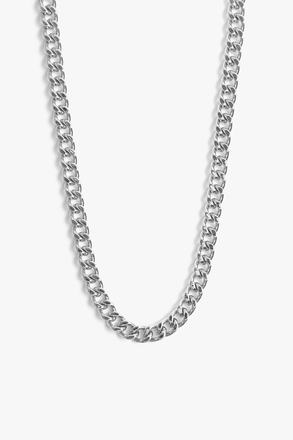 Marrin Costello Jewelry Queens Chain chunky statement cuban link chain necklace with lobster clasp closure. Waterproof, sustainable, hypoallergenic. Polished stainless steel.